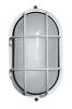 Marine Utility Light, white anodized aluminum housing and protective cage, E26 socket, multi-voltage, 60W max.