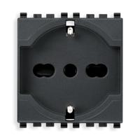 Vimar Eikon Outlet, Italian/German, 2P+E, 16A/250V, 2 Modules, SICURY, Grey