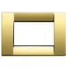 Vimar Idea Square Cover Plate, Die-Cast Metal, Polished Gold, 3 Modules