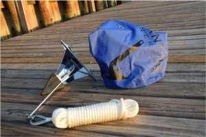Mantus Dinghy Anchor SS With 50 Feet Of Line, Nose Protector And Wet Storage Bag