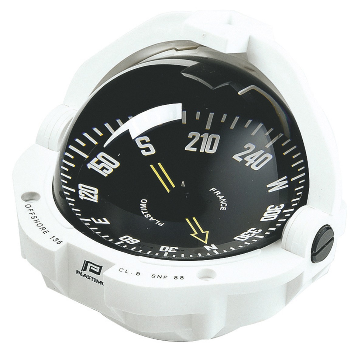 Plastimo Offshore 135 Compass White Black Flat Card