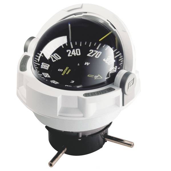 Plastimo Olympic 135 Compass - White, Black Card, Flush Mount